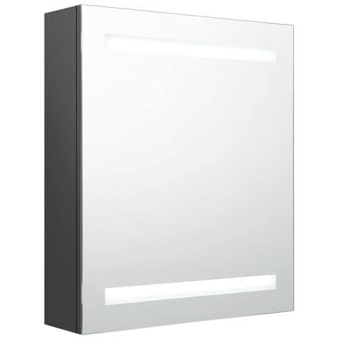 Armadietto Bagno con Specchio e LED Grigio 50x14x60 cm - Foto 1