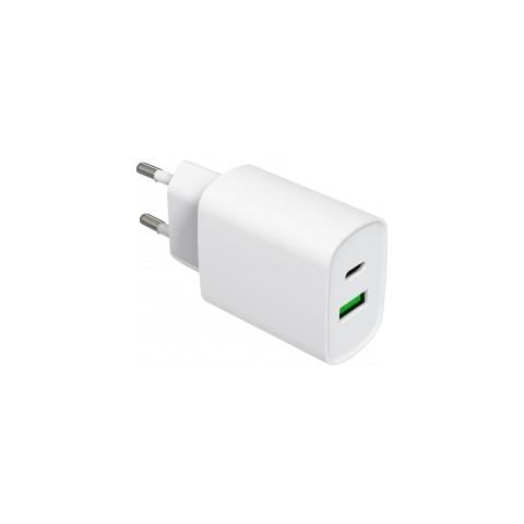 Dual Port Power Adapter 18w, Usb-a & Usb-c, Qc 3.0 & Pd (max. 18w) - White - Foto 1