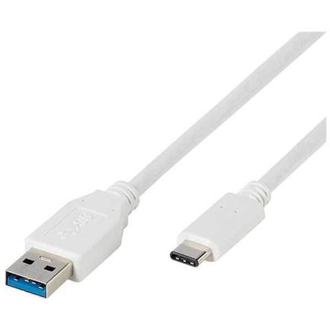 USB type-C, 1m 1m USB C USB A Bianco cavo USB - Foto 1