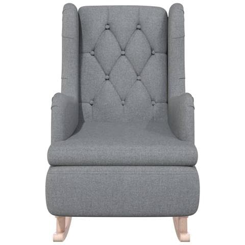 Poltrona Gambe A Dondolo Legno Di Hevea Grigio Chiaro Tessuto - Foto 2