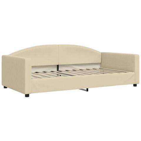 Divano Letto Estraibile Con Materassi Crema 100x200 Cm Tessuto - Foto 2