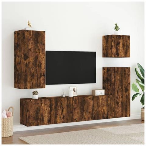 Mobili Tv A Parete 2pz Rovere Fumo 80x30x41 Cm - Foto 3