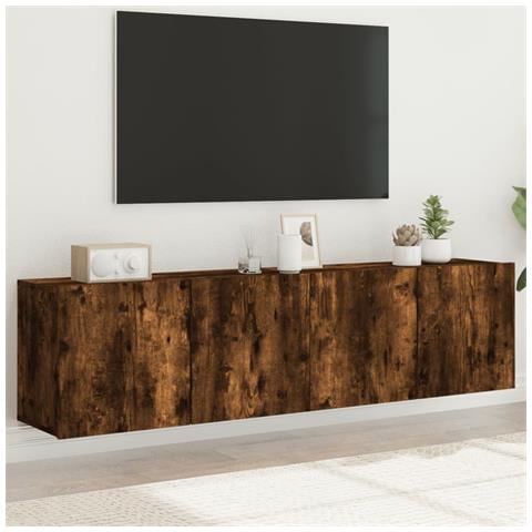Mobili Tv A Parete 2pz Rovere Fumo 80x30x41 Cm - Foto 1