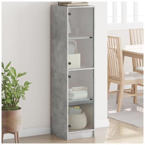 Credenza con Ante in Vetro Grigio Cemento 35x37x142 cm - Foto 1