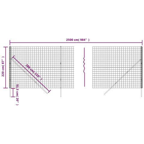 Recinzione Metallica Antracite 2,2x25 M In Acciaio Zincato - Foto 4
