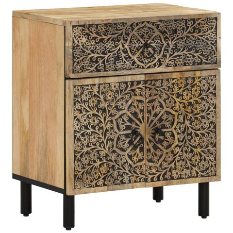 Comodino 50x33x60 Cm In Legno Massello Di Mango - Foto 2