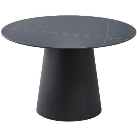 Tavolo Rotondo Lauren In Ceramica Colore Nero Con Venature Oro - Foto 1