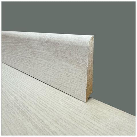 €2,99ml - Battiscopa In Fibra Di Legno Coordinato Gamma Laminati 70x15 Inclinato Vari Decori - Lodos (white Oak) - Foto 1