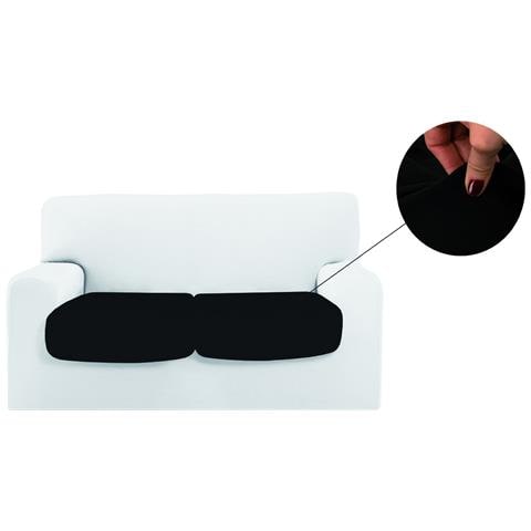 Copridivano Copriseduta Sofà Elasticizzato Tinta Unita Smile Tessuto Millerighe Coppia Seduta Nero - Foto 1