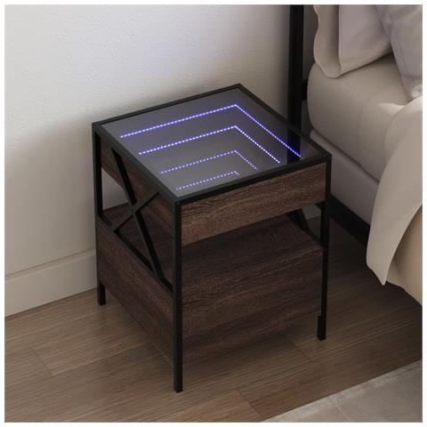 Comodino Con Led Infinity Rovere Marrone 40x40x51 Cm - Foto 1