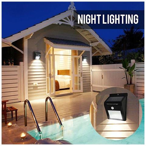 4 Faretti 30 Led Solare Esterno Lampada Giardino Faretto Fotovoltaico Sensore - Foto 4