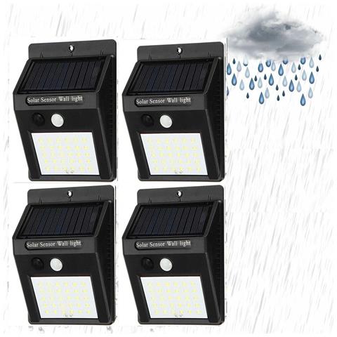 4 Faretti 30 Led Solare Esterno Lampada Giardino Faretto Fotovoltaico Sensore - Foto 1