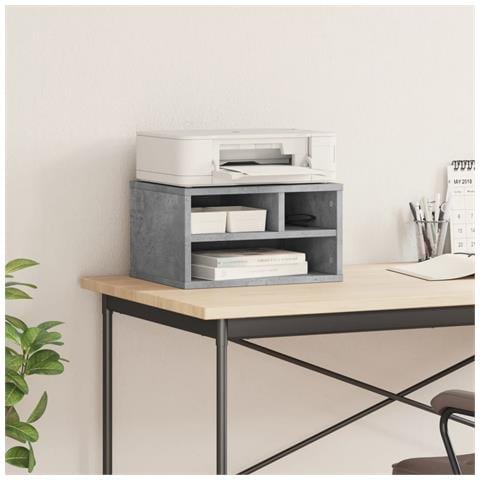 Supporto Stampante Grigio Cemento 40x32x22,5 Legno Multistrato - Foto 3