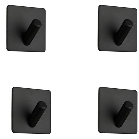 Ganci Adesivi Invisibili Ganci Da Parete Quadrati In Acciaio Inossidabile (confezione Da 4) Black - Foto 1