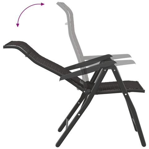 Sedie Pieghevoli da Giardino 8 pz Nere in Polyrattan - Foto 2