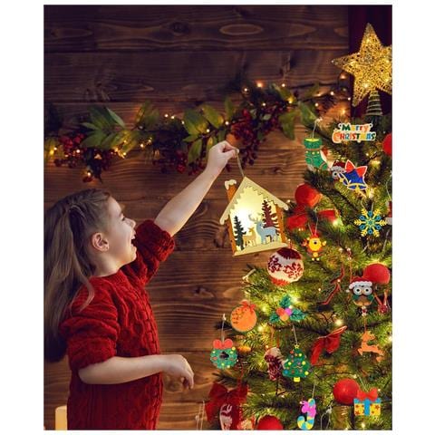 Decorazioni Natalizie In Legno Da Colorare - Set Di 12 Sospensioni Artistiche - Foto 2