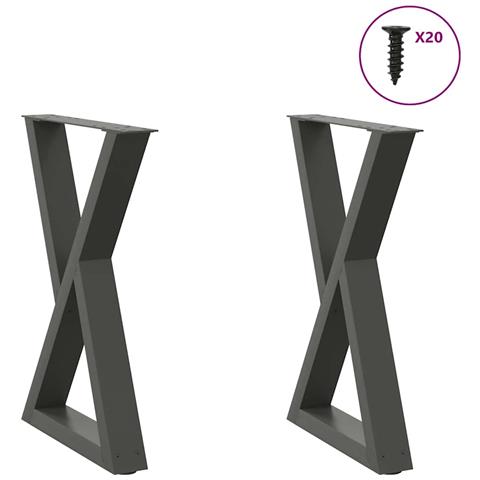 Gambe Per Tavolo Da Pranzo 2pz Antracite 60x(72-73,3)cm Acciaio - Foto 1