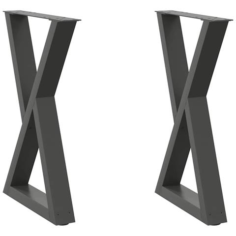 Gambe Per Tavolo Da Pranzo 2pz Antracite 60x(72-73,3)cm Acciaio - Foto 2