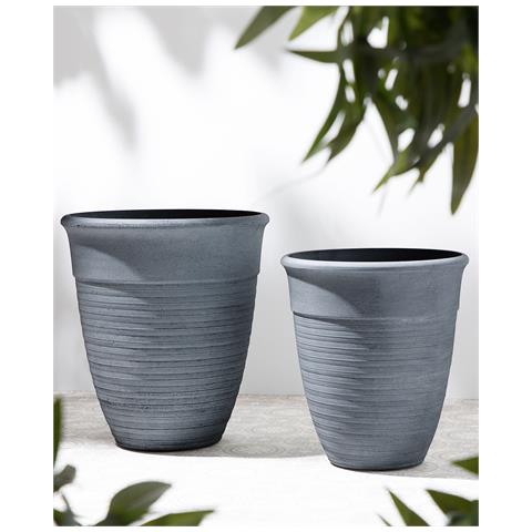 Set Di 2 Vasi Per Piante Katalima Pietra 50 Cm Grigio - Foto 1