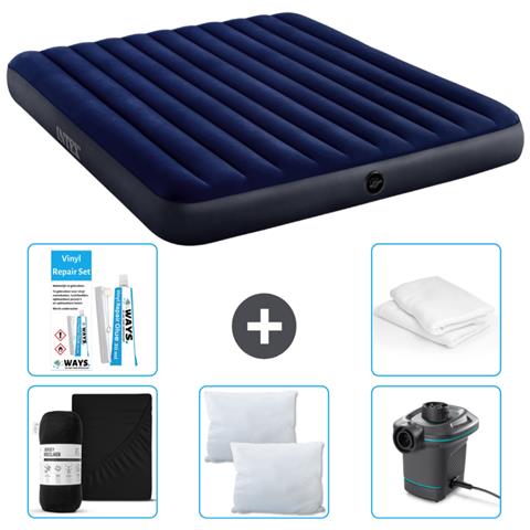 Set Materassino Gonfiabile - 203x183x25 Cm - Blu - Include Accessori Coordinati Cb6 - Foto 1