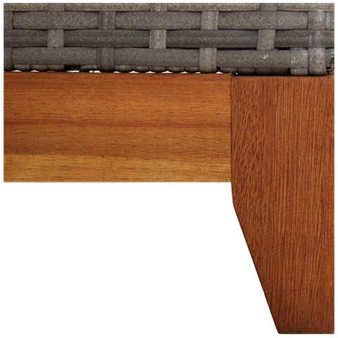 Lettino Prendisole Polyrattan E Legno Massello Di Acacia Grigio - Foto 8