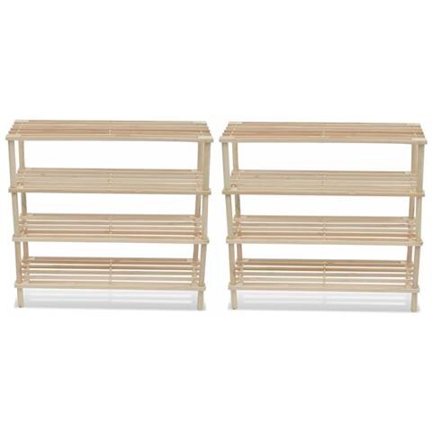 Lusso Casadino -  Scarpiere A 4 Livelli 2 Pz In Legno Massello Di Abete - Foto 2