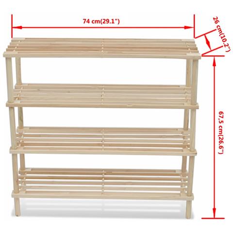 Lusso Casadino -  Scarpiere A 4 Livelli 2 Pz In Legno Massello Di Abete - Foto 5