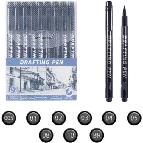 Set Di Penne Fineliner Di Precisione - 9 Penne Nere Per Disegno - Foto 1