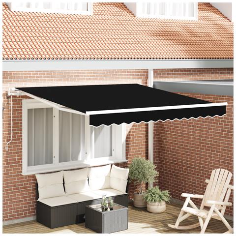 Tenda Retrattile Automatica  Nera 300x250 cm, Tessuto di Riscambio per Tenda  per Telaio 3x2.5 m Nera - Foto 2