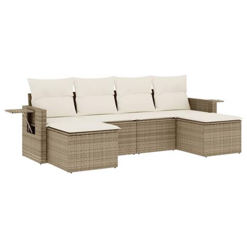 DIVANO DA GIARDINO VIDAXL 5 pz con Cuscini Beige Polyrattan Acacia | 3327656