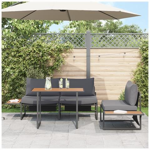 Set da Pranzo da Giardino in 3 Pezzi con Cuscini Antracite - Foto 2