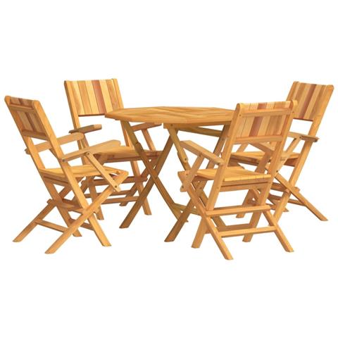 Set da Pranzo per Giardino 5 pz in Legno Massello di Teak - Foto 1