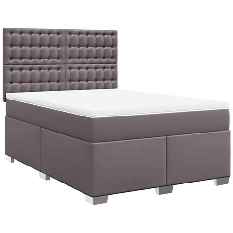 Giroletto a Molle con Materasso Grigio 140x190 cm in Similpelle - Foto 1