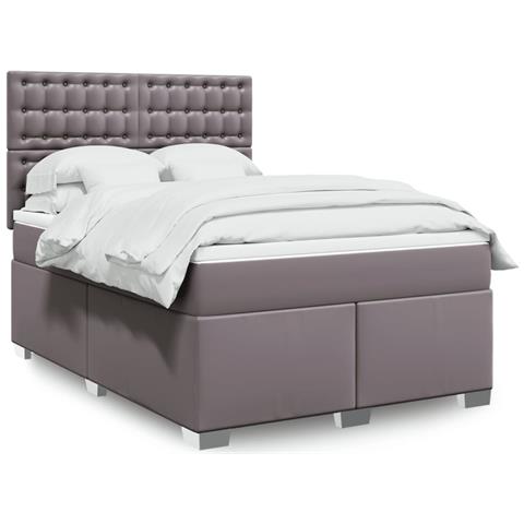 Giroletto a Molle con Materasso Grigio 140x190 cm in Similpelle - Foto 2