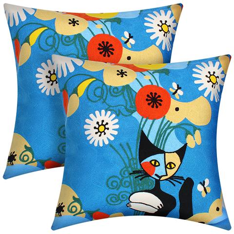 Set Di 2 Copricuscini 45x45 Cm Ricamati Art Felora - Foto 2