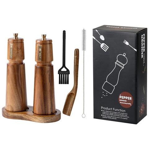 Set Di 2 Macinapepe Manuali Retrò Da 8 Pollici Con Base A 8 E Spazzola A Cucchiaio - Foto 1