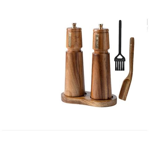 Set Di 2 Macinapepe Manuali Retrò Da 8 Pollici Con Base A 8 E Spazzola A Cucchiaio - Foto 2