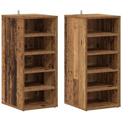 Scarpiere 2 pz Legno Antico 32x35x70 cm in Legno Multistrato - Foto 1