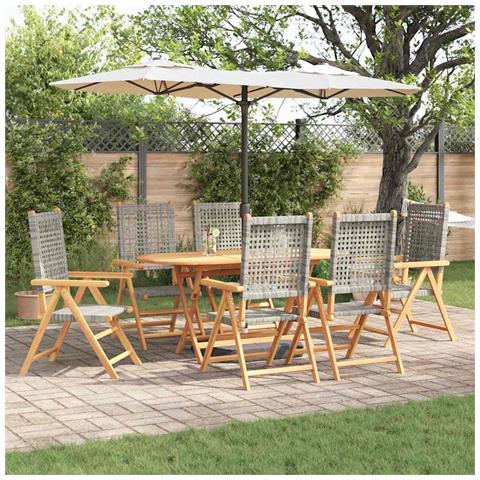 Set da Pranzo per Giardino 7 pcs Grigio - Foto 2