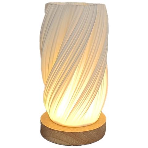 Lampada Da Tavolo Dimmerabile Usb Con Base In Legno - Lampada Da Comodino In Stile Nordico - Foto 1