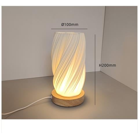 Lampada Da Tavolo Dimmerabile Usb Con Base In Legno - Lampada Da Comodino In Stile Nordico - Foto 3