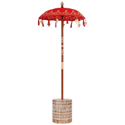 Parasol con Base Rosso e Marrone 250 cm Cotone e Legno - Foto 1