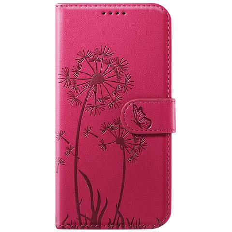 Custodia A Portafoglio Per Iphone 17 Pro Max Premium Design Fiori Farfalla, Rosso - Foto 1