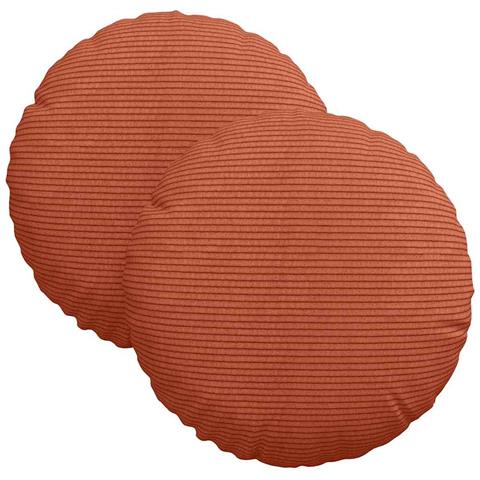 Cuscini per Seduta 2 pcs Rosso Arancio Ø 30 cm Tessuto in Cords - Foto 1