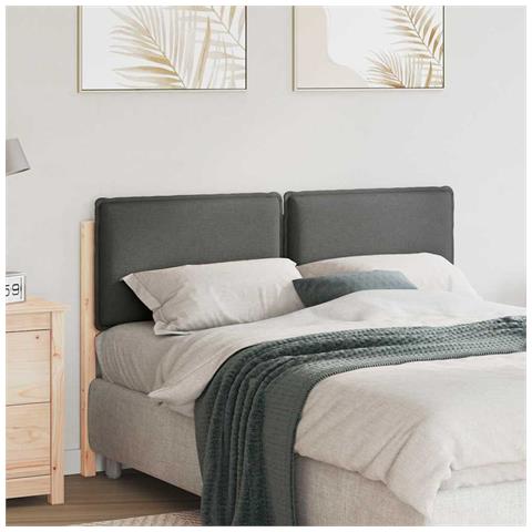 Testiera imbottita con testiera Grigio Naturale e Chiaro 135 cm - Foto 2