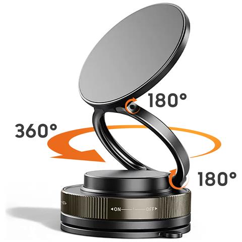 Supporto Magnetico Per Smartphone Girevole E Fissaggio A Ventosa, Nero - Foto 5