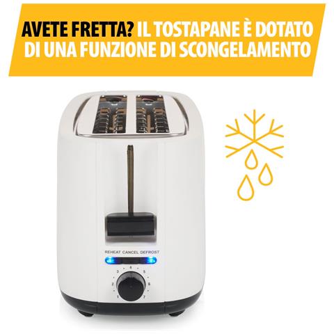 Tostapane A Doppio Slot Lungo, 7 Livelli Di Doratura, Funzione Scongelamento, Funzione Sollevamento, Funzione Centratura, Funzione Annullamento, Bianco - Foto 2