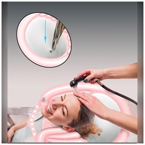 Bacinella Gonfiabile Per Shampoo Per Allettati, Anziani E Gravide - Vassoio Portatile Per Lavaggio Capelli Con Scarico Pink - Foto 2