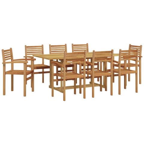 Set da Pranzo per Giardino 9 pcs Marrone Legno di teak solido - Foto 1