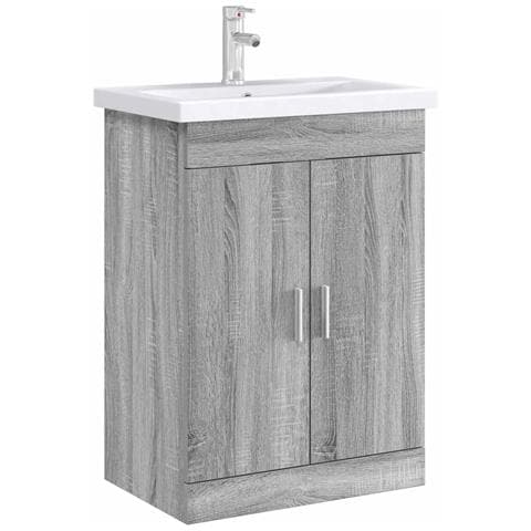 Mobiletto da Bagno Sotto Lavabo Sonoma grigio - Foto 2